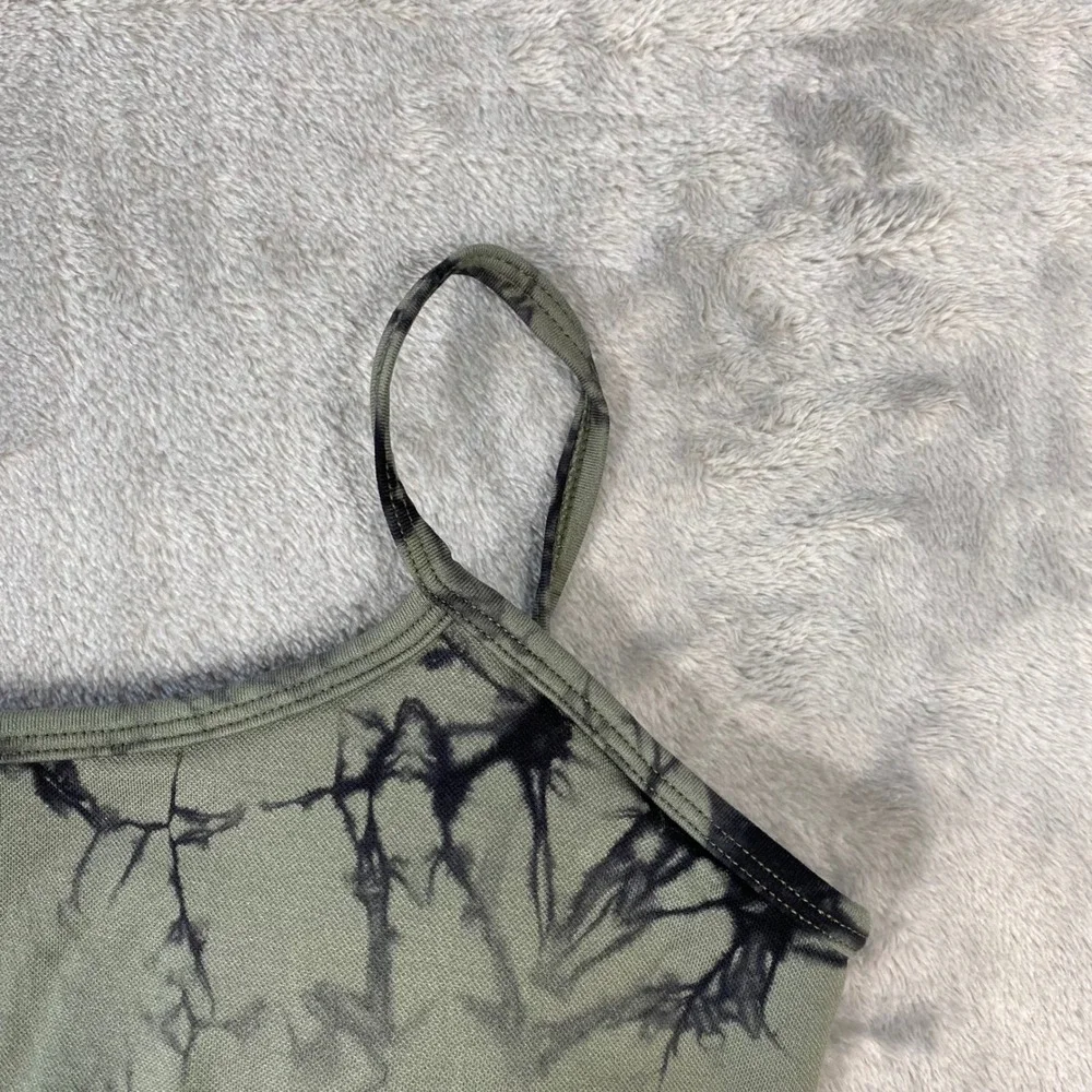Unbranded Sports Bra Womens M Green Tie Dye One Shoulder Ribbed Active - Picture 7 of 9